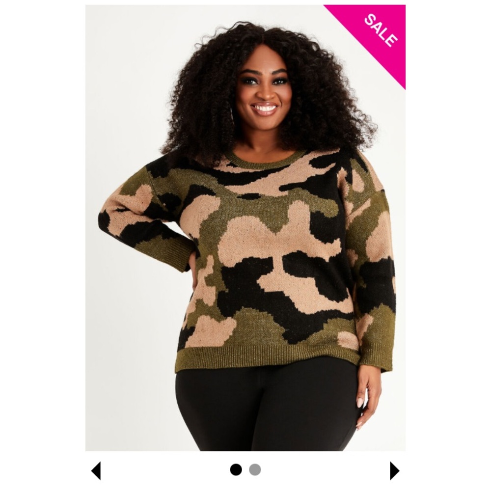 Ashley Stewart Camo Print Sweater - Size 22/24